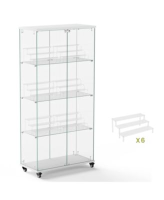 + 4-Tier + Glass + Locks & Acrylic Shelves + Display Cabinet