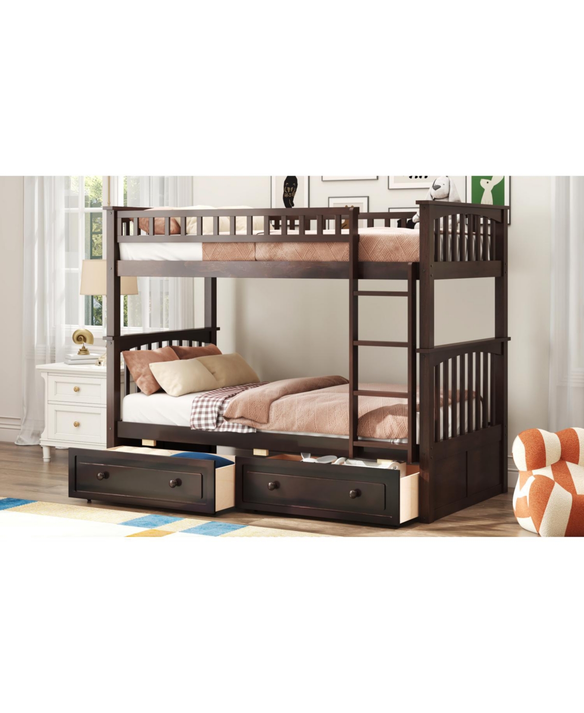 Streamdale Twin Over Bunk Bed With Drawers, Convertible Beds
