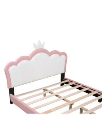 Full size Upholstered Princess Bed With Crown Headboard,Full Size Platform Bed with Headboard and Footboard