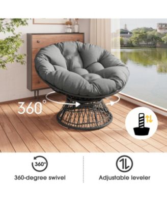 Ergonomic Wicker Chair with Plush Cushion, Durable Cover, Sturdy Frame, Smooth Swivel