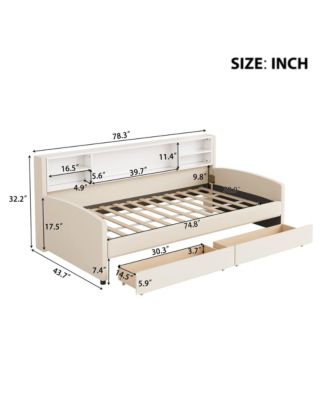 Twin size Upholstered Platform Bed with Storage and Drawers