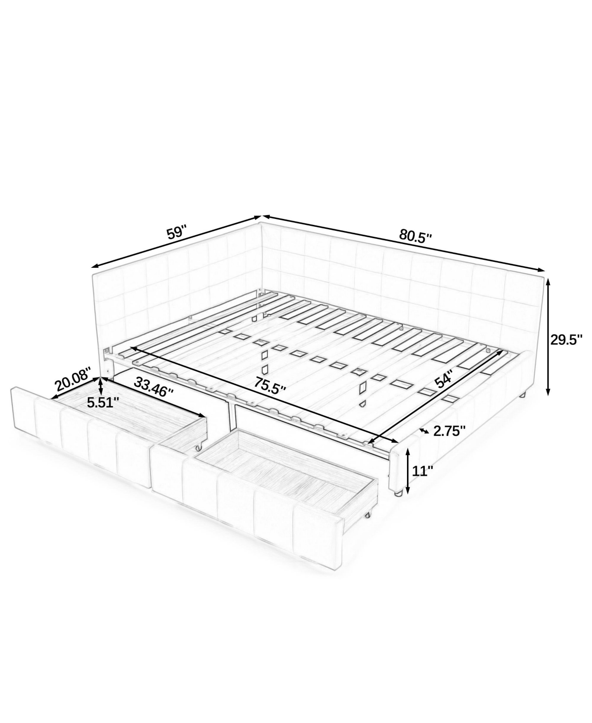 Streamdale Furniture Full Size Velvet Tufted Bed Frame with Backrest and Armrests (Pink