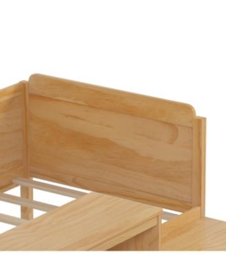  Wooden Twin Daybed with Storage, Study Desk, and Stool