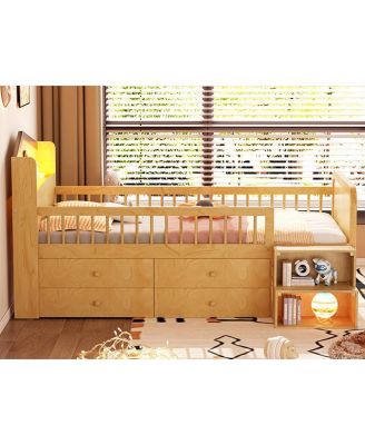  House Loft Bed with LED Lights and Storage