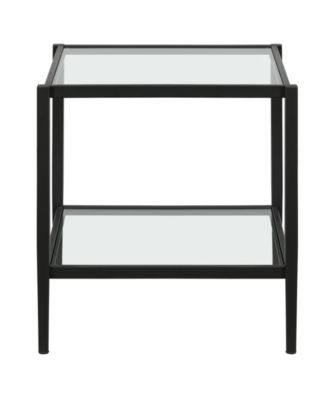 Hera 20" Wide Square Side Table with Glass Shelf