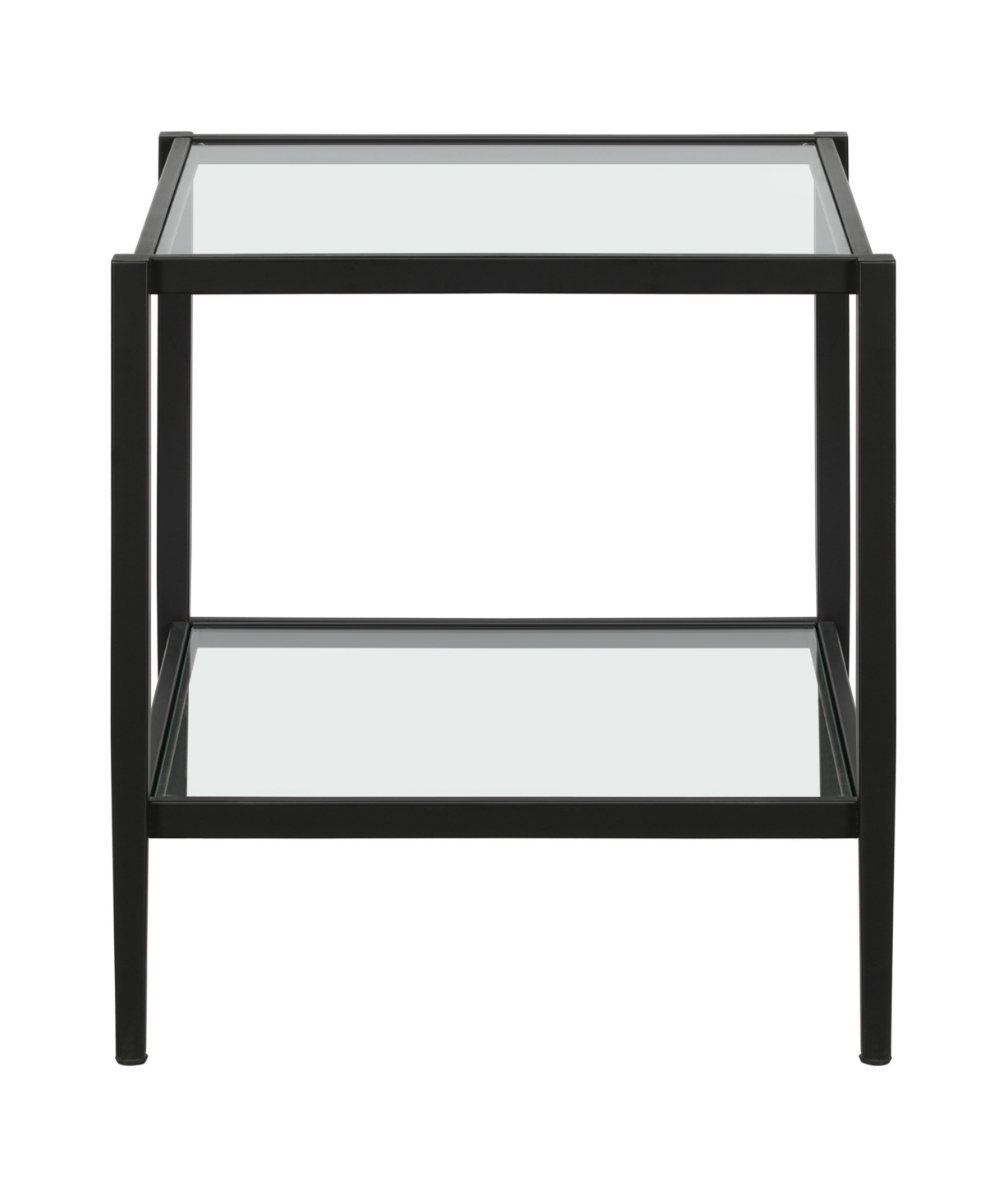 Hudson & Canal Hera 20" Wide Square Side Table with Glass Shelf