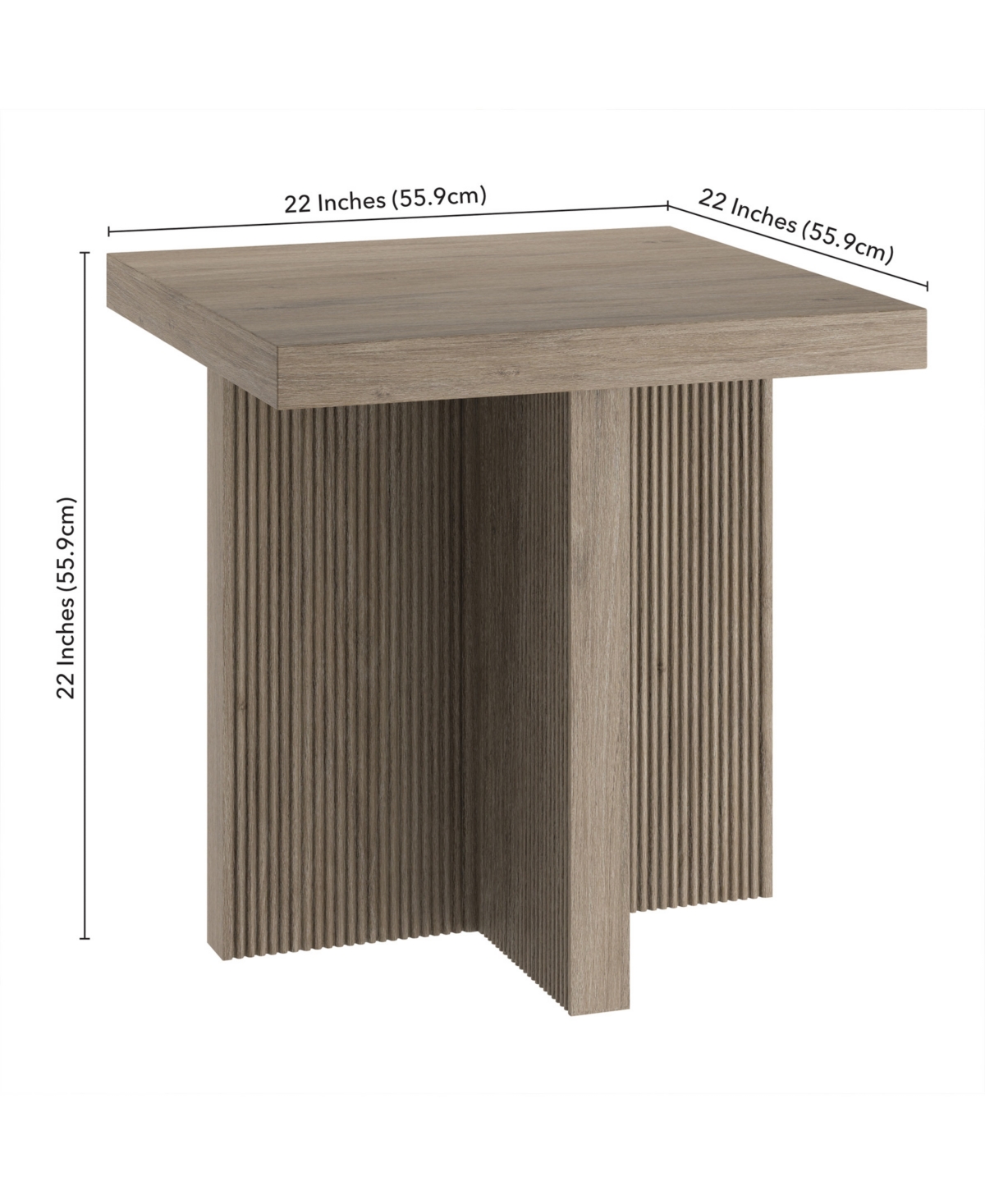 Hudson & Canal Boden 22" Wide Square Fluted Side Table
