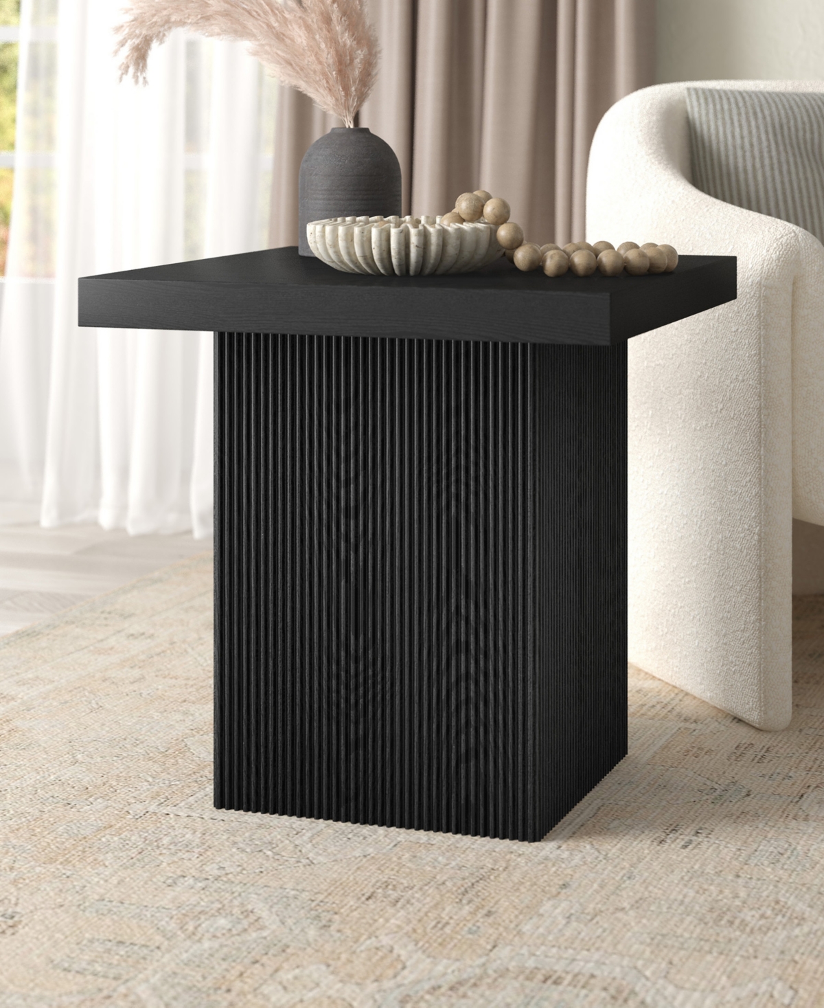 Hudson & Canal Torren 22" Wide Square Fluted Side Table