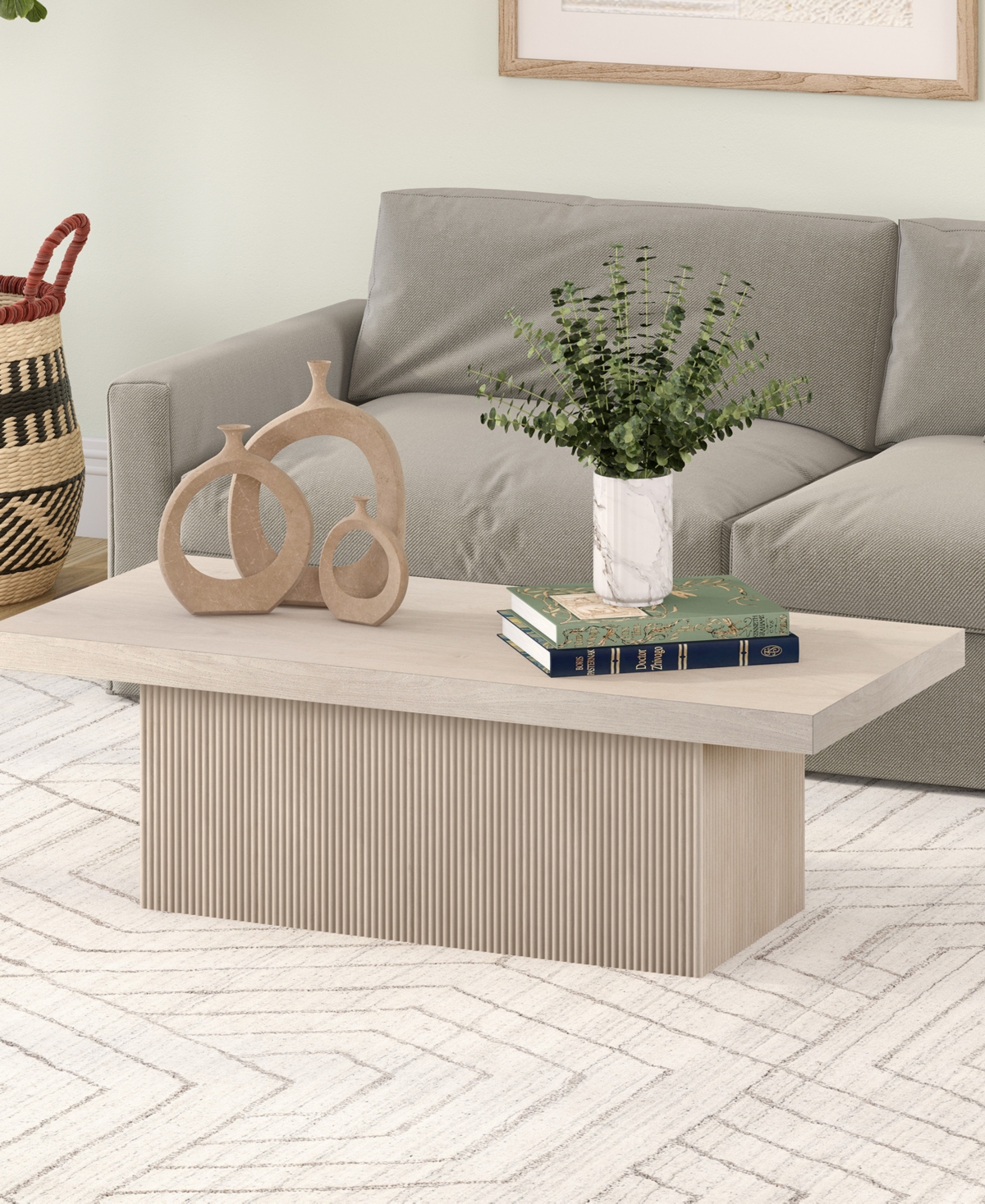 Hudson & Canal Torren 48" Wide Rectangular Fluted Coffee Table