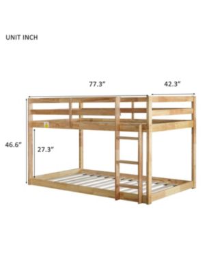 Streamdale Twin over Twin Loft Bed with Ladder, Solid Wood Platform