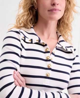 Women's Striped Sailor Knit Midi Dress