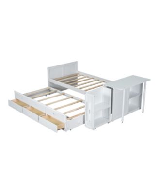 Twin Platform Bed with Desk, Trundle, Shelf, and Drawers