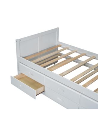 Twin Platform Bed with Desk, Trundle, Shelf, and Drawers