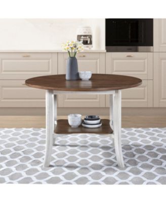 Round Dining Table With Shelf Height 30 inch Modern Farmhouse Retro Design