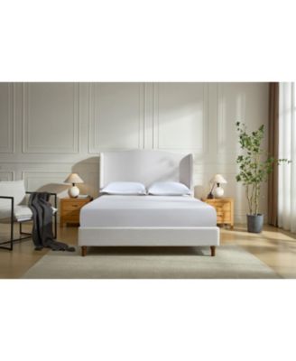 Hannah Queen Wingback Bed, Ivory Textured Chenille, Tall 54" Headboard, No Box Spring Required