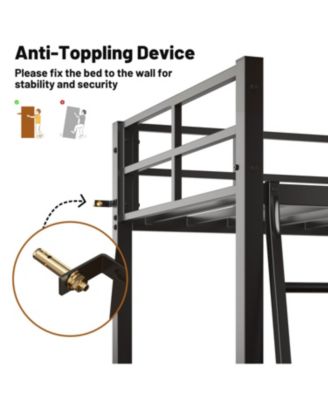 Twin Loft Bed with Desk and Charging Station, Black
