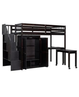  Twin Loft Bed with Stairs & Storage