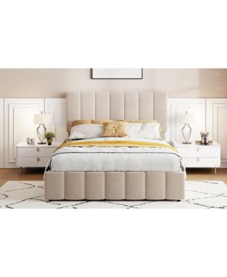 Full size Upholstered Platform bed with a Hydraulic Storage System