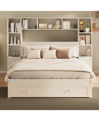 Pine Platform Bed with Storage & Charging
