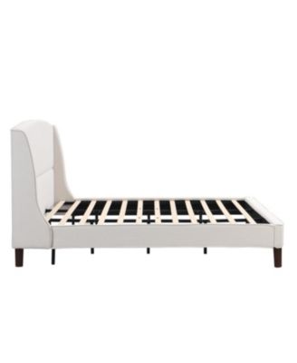 King Size Bed Frame Upholstered Platform Bed with Wingback Headboard
