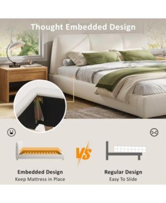 White Linen Upholstered Bed Frame