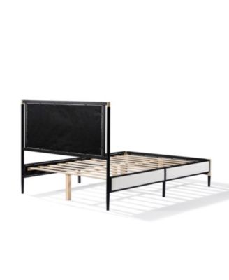 Queen Bed with Boucle fabric Headboard Frame