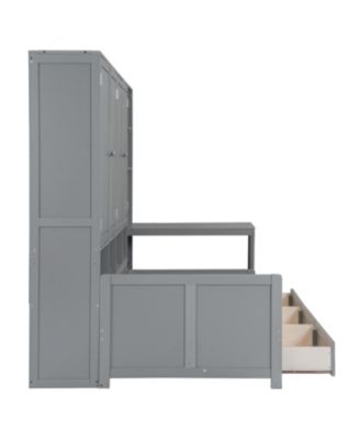 Twin Wood Daybed with Drawers, Desk & Shelves