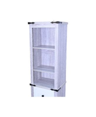 Farmhouse Bathroom Storage Cabinet - Grey & White