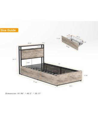 Twin Bed Frame Storage Headboard Charging Station