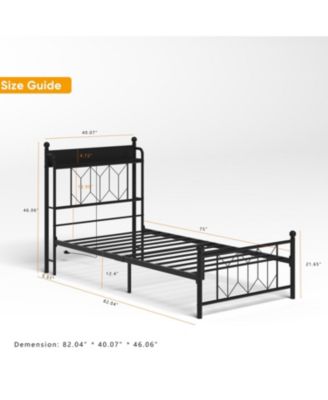 Twin Bed Frame with Charging & LED Light