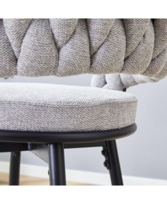 Swivel Bar Stools - Light Gray Linen & Black Iron (Set of 2)