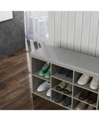 Storage Bench with Cushion Drawer & Shoe Rack