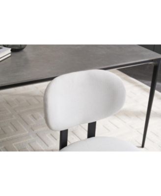 Boucle Dining Chairs Set of 2 Black Metal Legs