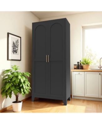 71" Metal Storage Cabinet with Doors & Adjustable Shelves (Black)