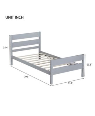 Twin Bed with Headboard and Footboard Rubber Wood Bed