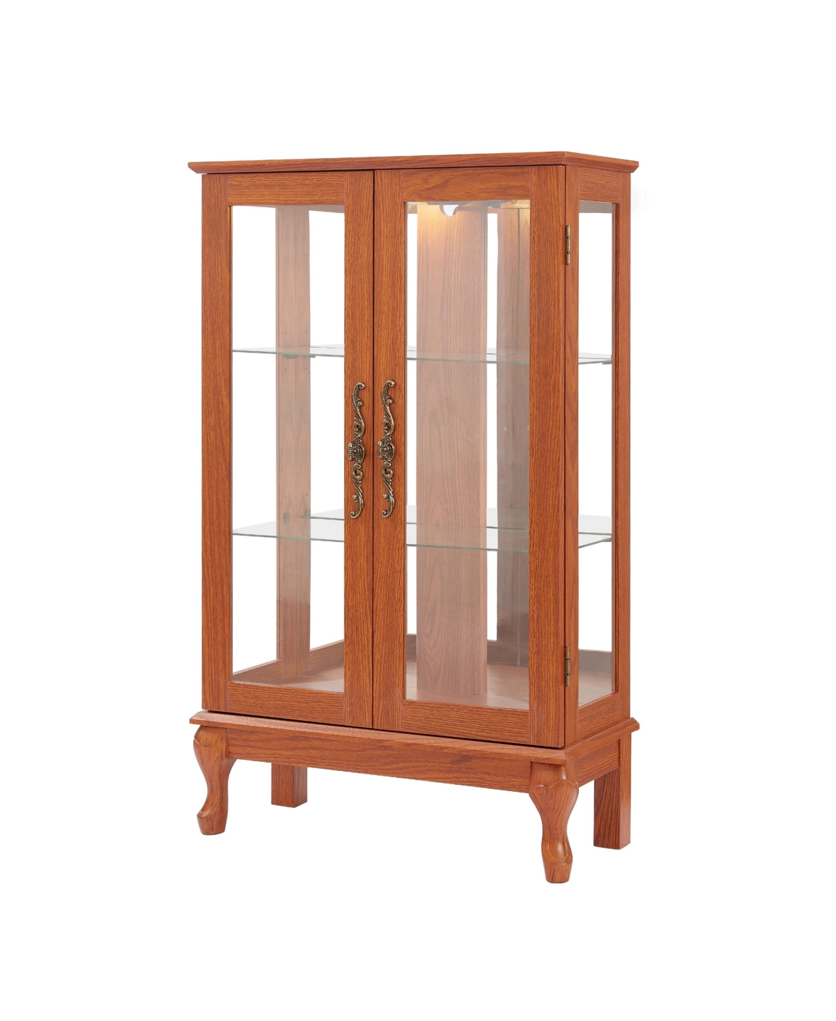 Streamdale Furniture Dark Oak Curio Cabinet with Glass Doors & Adjustable Shelves