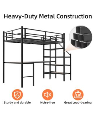 Streamdale Loft Bed with L-Desk, Storage, Stairs & Railing