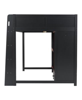 Gaming Loft Bed with Desk, Wardrobe & LED