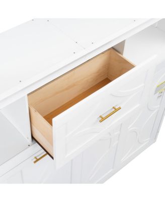 Twin Size Murphy Bed with Charging Station and a Drawer, White