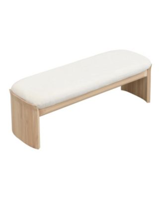  51.5 Inch Beige Rubber Wood Footstool For Bedroom and Living Room