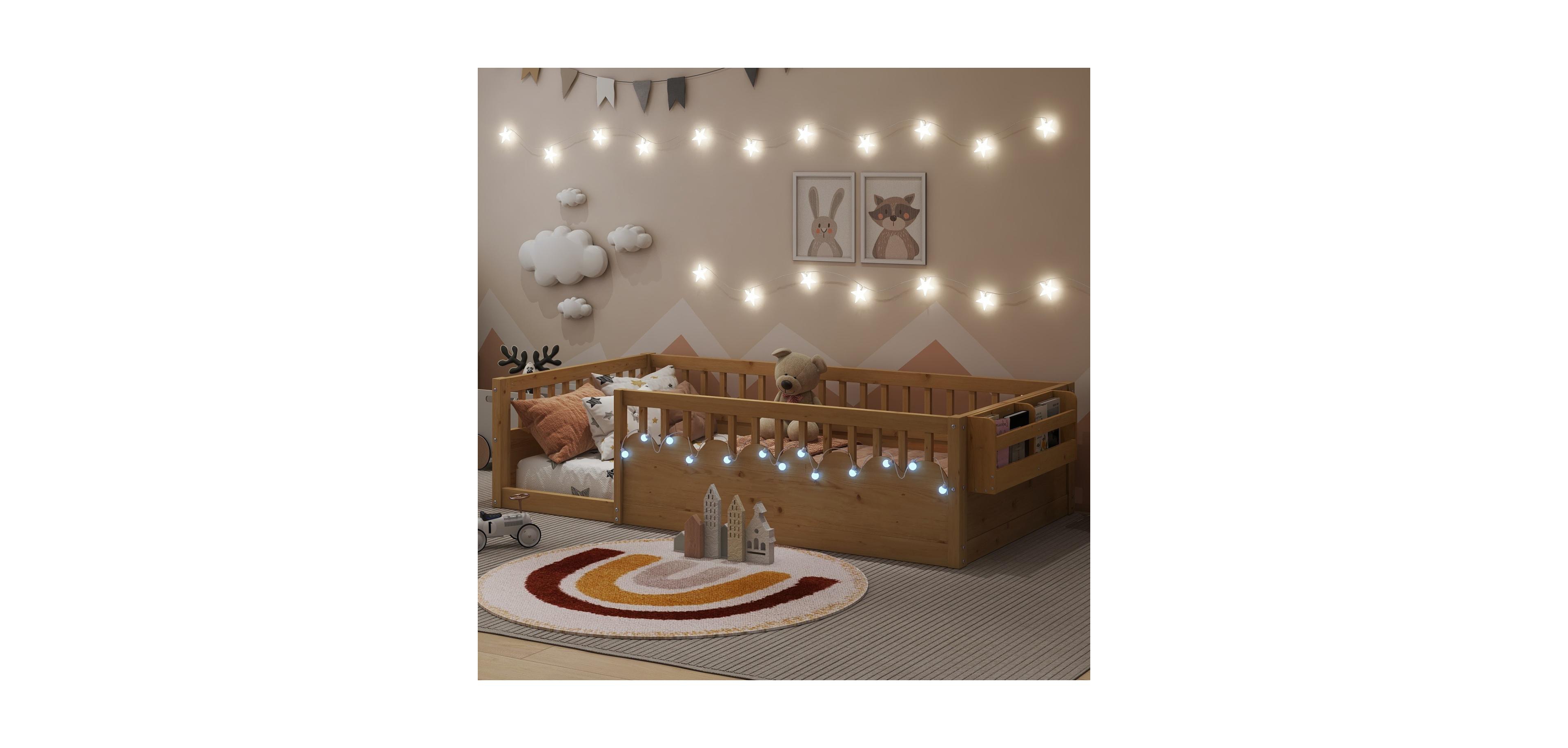 Streamdale Furniture Twin Montessori Floor Bed with Rails