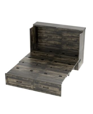 Murphy Bed Queen with Charging & Storage - Rustic Gray