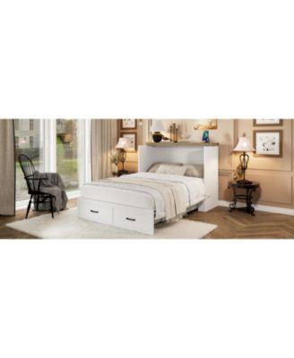  Murphy Bed Cabinet Full Size with Charging Station & Drawer