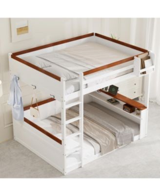 Queen Wooden Bunk Bed- Shelves, Storage, LED, USB