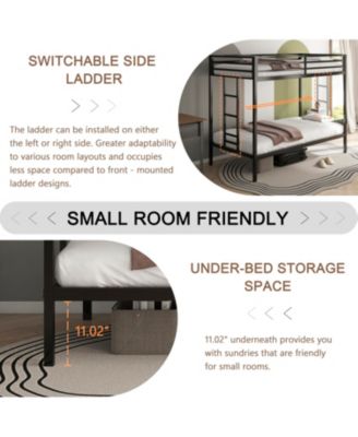 Adam Metal Twin Bunk Bed with Ladder