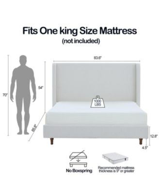 Harper Tall Upholstered Bed - King - Cream Boucle