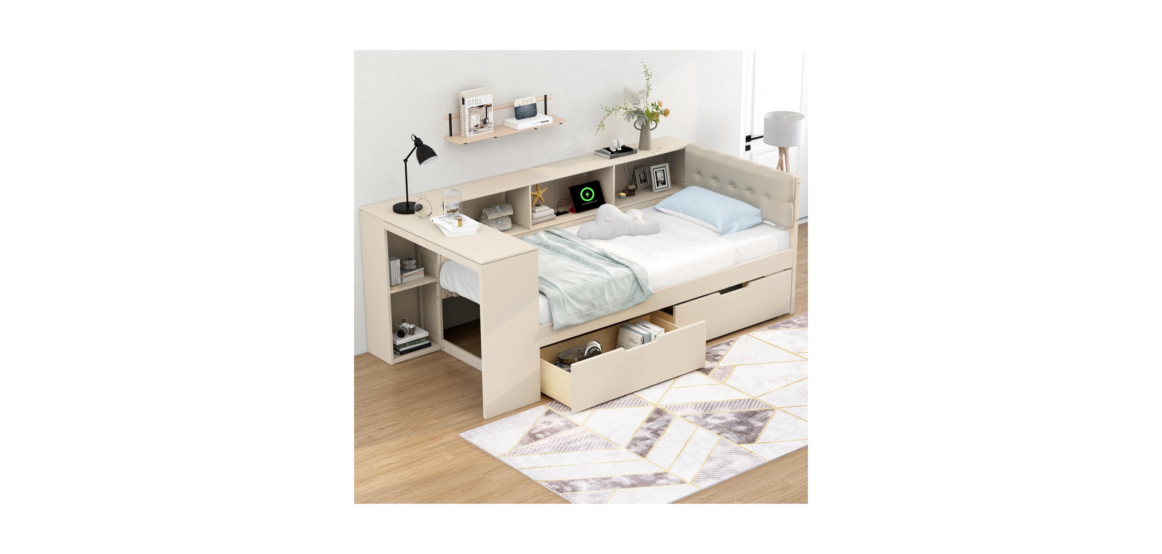 Streamdale Furniture Platform Bed with Storage, Charging Station