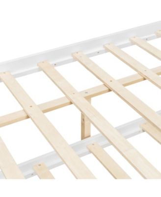 Full Size Wooden House Bed with Twin Size Trundle, White