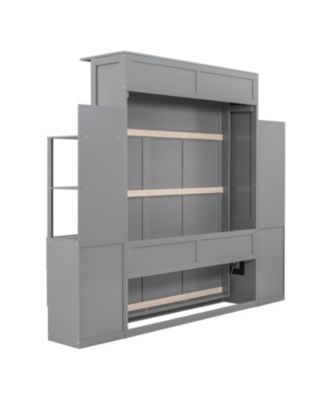 Murphy Bed with Shelves, Drawers & Lights