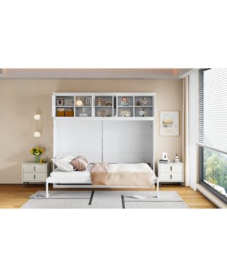 Queen Size Murphy Bed Wall Bed with Top Cabinets